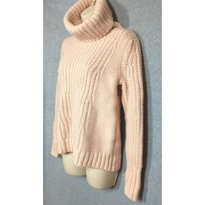 New Banana Republic Turtleneck Sweater Women S Pink Merino Italian Yarn Cable